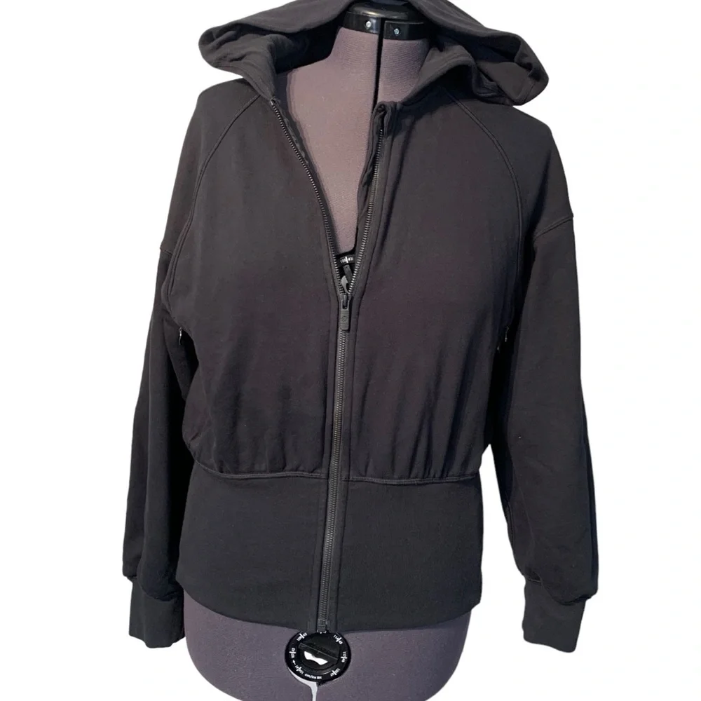 Lululemon Hugged Waist Zip Hoodie Black Cropped Jacket Size 8 - Picture 9 of 16